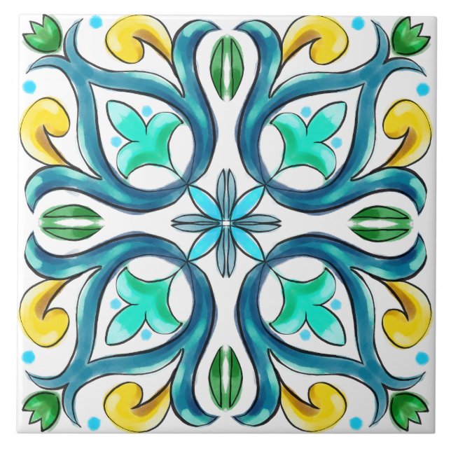Summer ,Sicilian tiles ,majolica,ceramic tile  (Front)