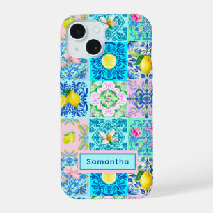Summer Sicilian Turquoise Azulejo Amalfi iPhone 15 Case