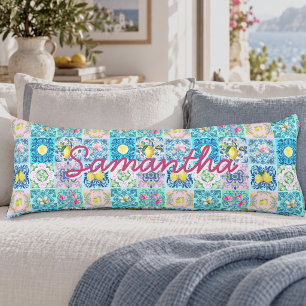 Summer Sicilian turquoise colourful azulejo Amalfi Body Pillow