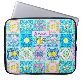 Summer Sicilian turquoise colourful azulejo Amalfi Laptop Sleeve