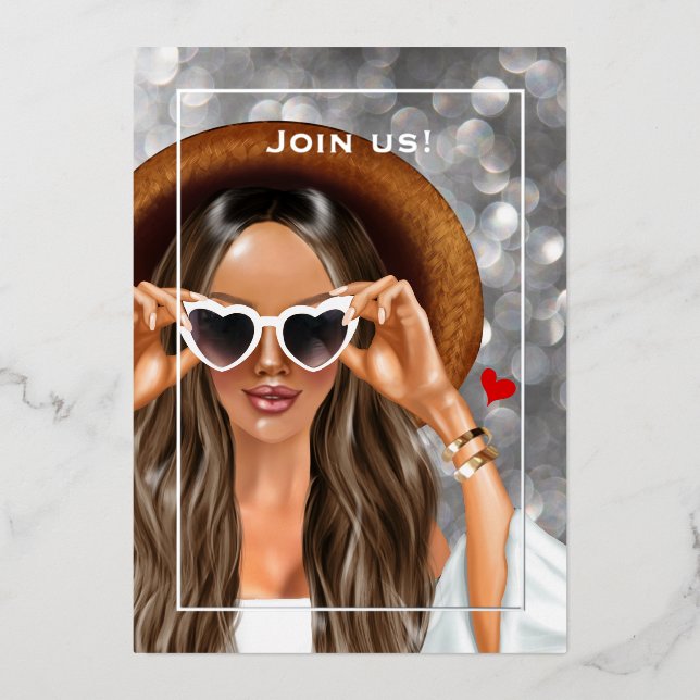 Summer Silver Faux Bokeh Bachelorette Party (Front)