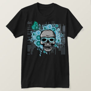summer skull neon blue tshirt