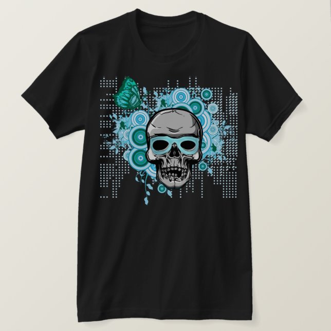 summer skull neon blue tshirt (Design Front)