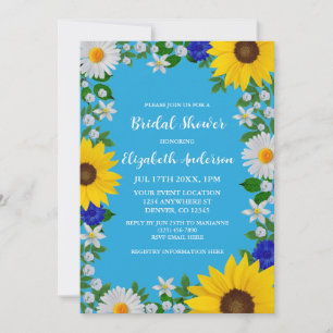 Summer Sky Blue Floral Bridal Shower Invitation