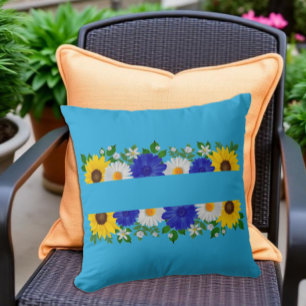 Summer Sky Blue Floral Throw Pillow