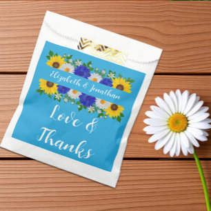 Summer Sky Blue Floral Wedding Favour Bag