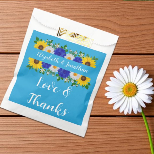 Summer Sky Blue Floral Wedding Favour Bag (Creator Uploaded)