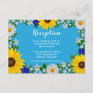 Summer Sky Blue Floral Wedding Reception Enclosure Card