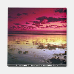 Summer sky reflections, low tide, Huntington Beach Magnet