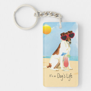 Summer Smooth Fox Terrier Keychain