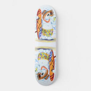Summer Snowman Surfer Drinks Fresh Cocktail - Fun Skateboard
