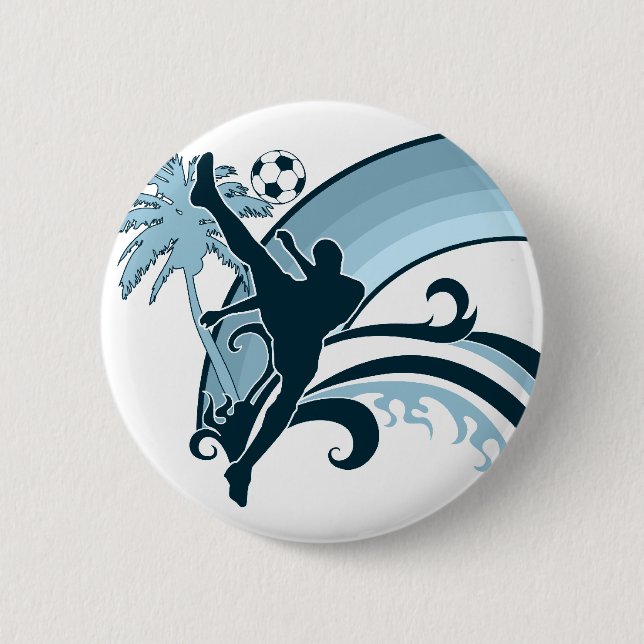 summer soccer. 2 inch round button (Front)