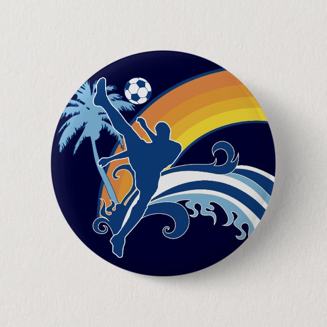summer soccer. 2 inch round button (Front)
