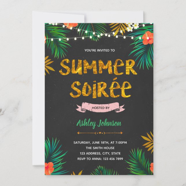 Summer soiree party invitation (Front)