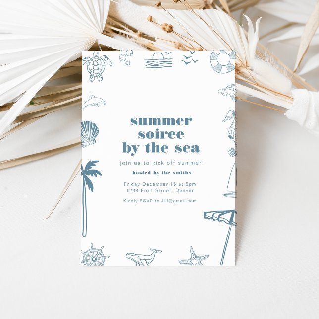 Summer Soiree Party Invitation with Ocean Icons (Creator Uploaded)