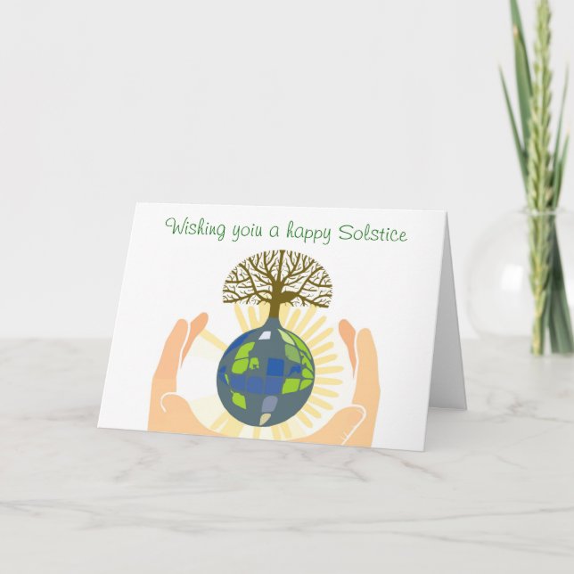 Summer Solstice Blessings with hands holding earth Card (Front)