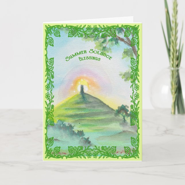 Summer Solstice Glastonbury Tor Card (Front)
