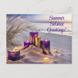 Summer Solstice Greetings Candles on the Beach Postcard