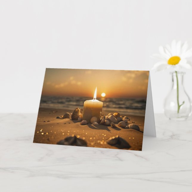 Summer Solstice Midsummers Eve Litha Ocean Sunset  Card (Small Plant)