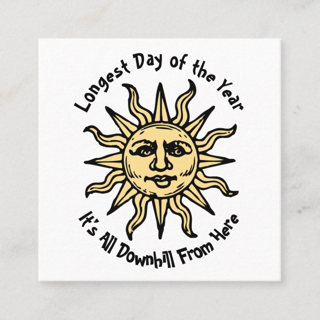 Summer Solstice Poem Square Business Card (Front)