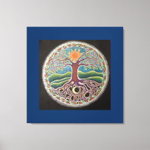 Summer  Solstice Tree of Life mMandala Canvas Prin