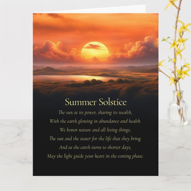 Summer Solstice with Sun and Water Nature Spirit Card (Yellow Flower)