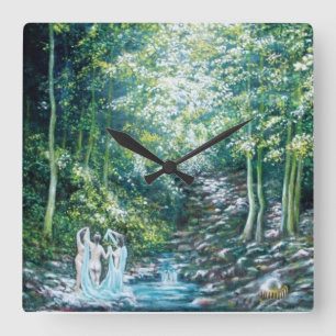 SUMMER SONGS IN THE FOREST OF VALLOMBROSA SQUARE WALL CLOCK
