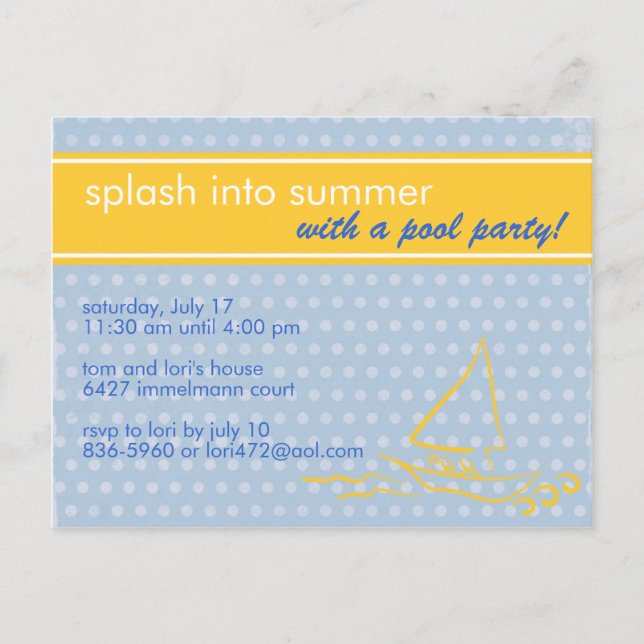Summer Splash Invitation Postcard (Front)