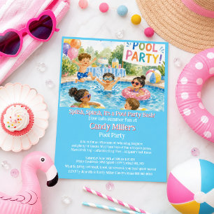 Summer Splash Pool Party Girl Birthday Invitation Flyer