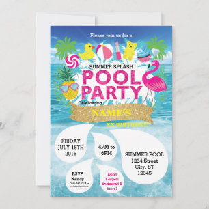 Summer Splash Pool Party Invitation