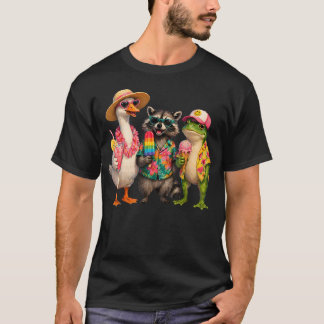 Summer Squad Funny Vacation Goose Raccoon Frog T-Shirt