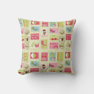 Summer Stamps Throw Pillow