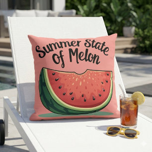 Summer State of Melon Retro Fruit Art Throw Pillow