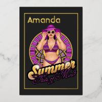 Summer State of Mind Beach Birthday Party Foil Inv