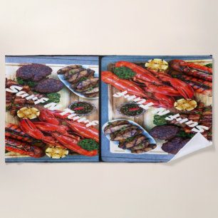 Summer Steak and Shrimp Beach Towel