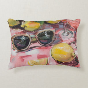 Summer Still Life with Lemons, Sunglasses totebag Accent Pillow