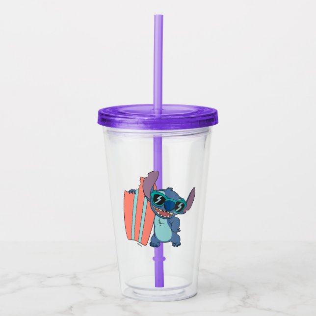 Summer Stitch with Surfboard Acrylic Tumbler (Front)