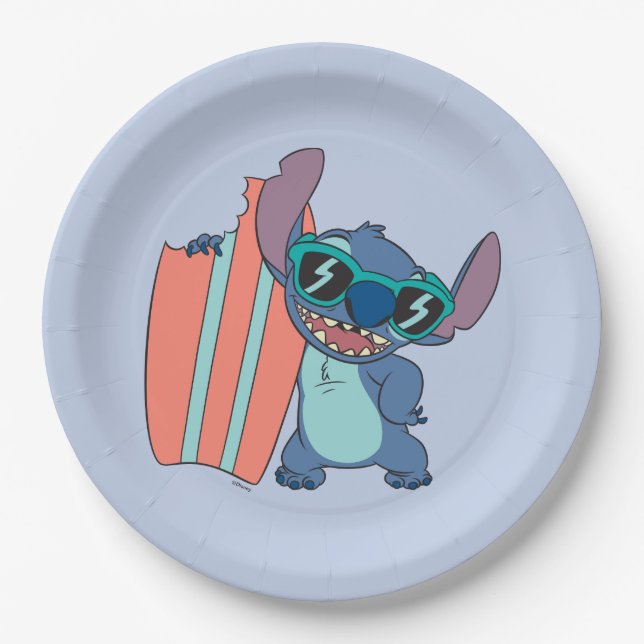 Summer Stitch with Surfboard - Catch a Wave! Paper Plate (Front)