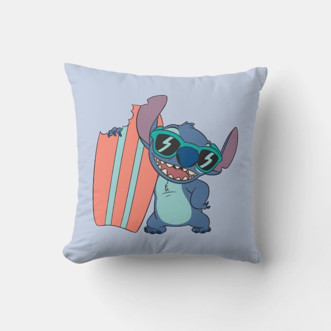 Summer Stitch with Surfboard Throw Pillow (Front)
