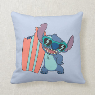 Summer Stitch with Surfboard Throw Pillow