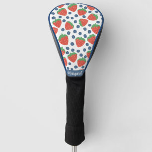 Summer Strawberries and Blueberries Fruit Pattern Golf Head Cover