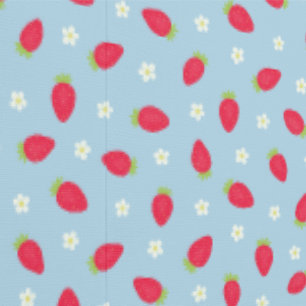 Summer Strawberries on Blue (small scale) Wallpaper