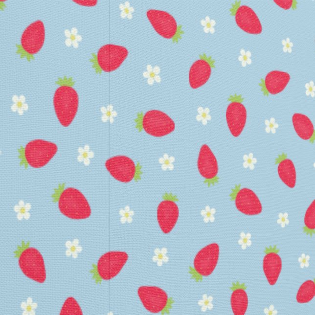 Summer Strawberries on Blue (small scale) Wallpaper (Seam)