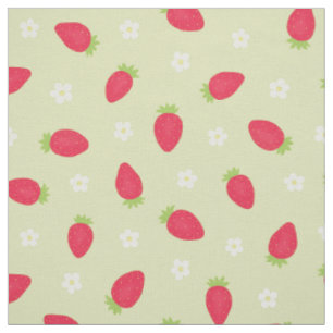 Summer Strawberries on Green (medium scale) Fabric