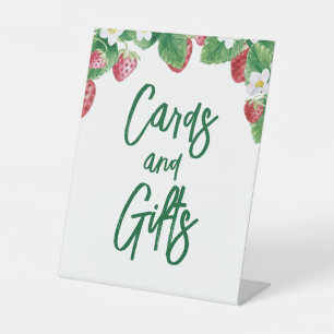 Summer Strawberry Baby Shower Cards Gifts Pedestal Sign