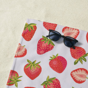 Summer Strawberry Fruit pattern Beach Towel