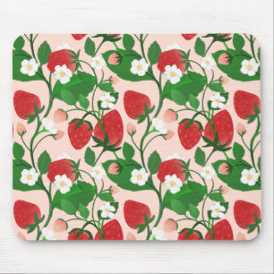 Summer Strawberry in Pink Mouse Pad