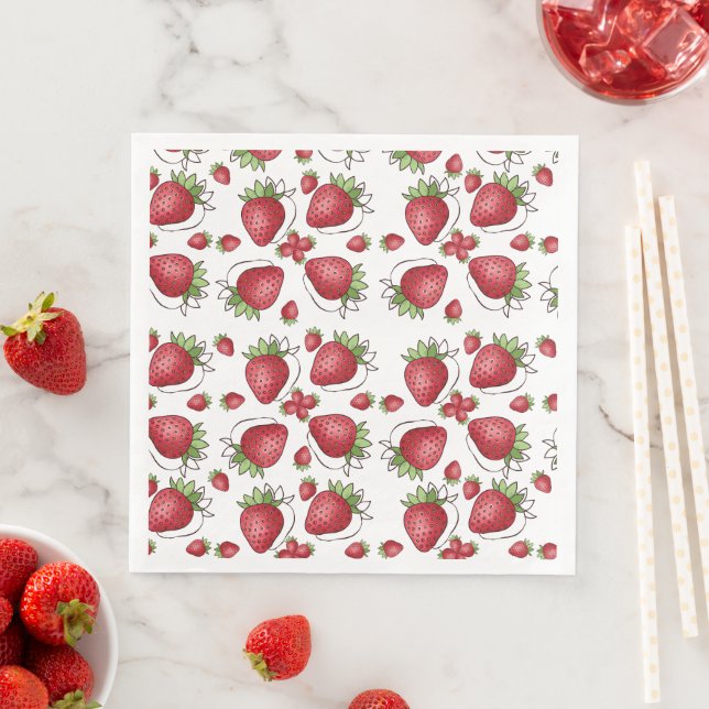 Summer Strawberry Paper Napkins (Insitu)