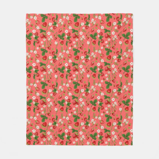 Summer Strawberry Patch Garden Pattern Blanket (Front)