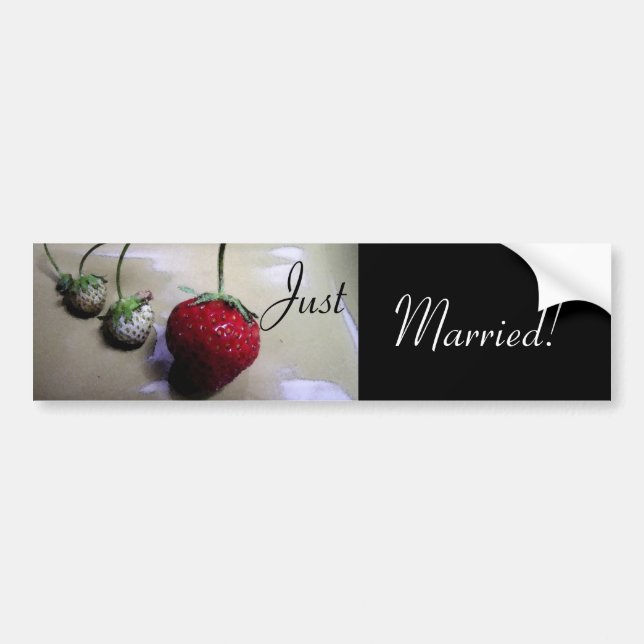 Summer Strawberry Wedding Bumper Sticker (Front)